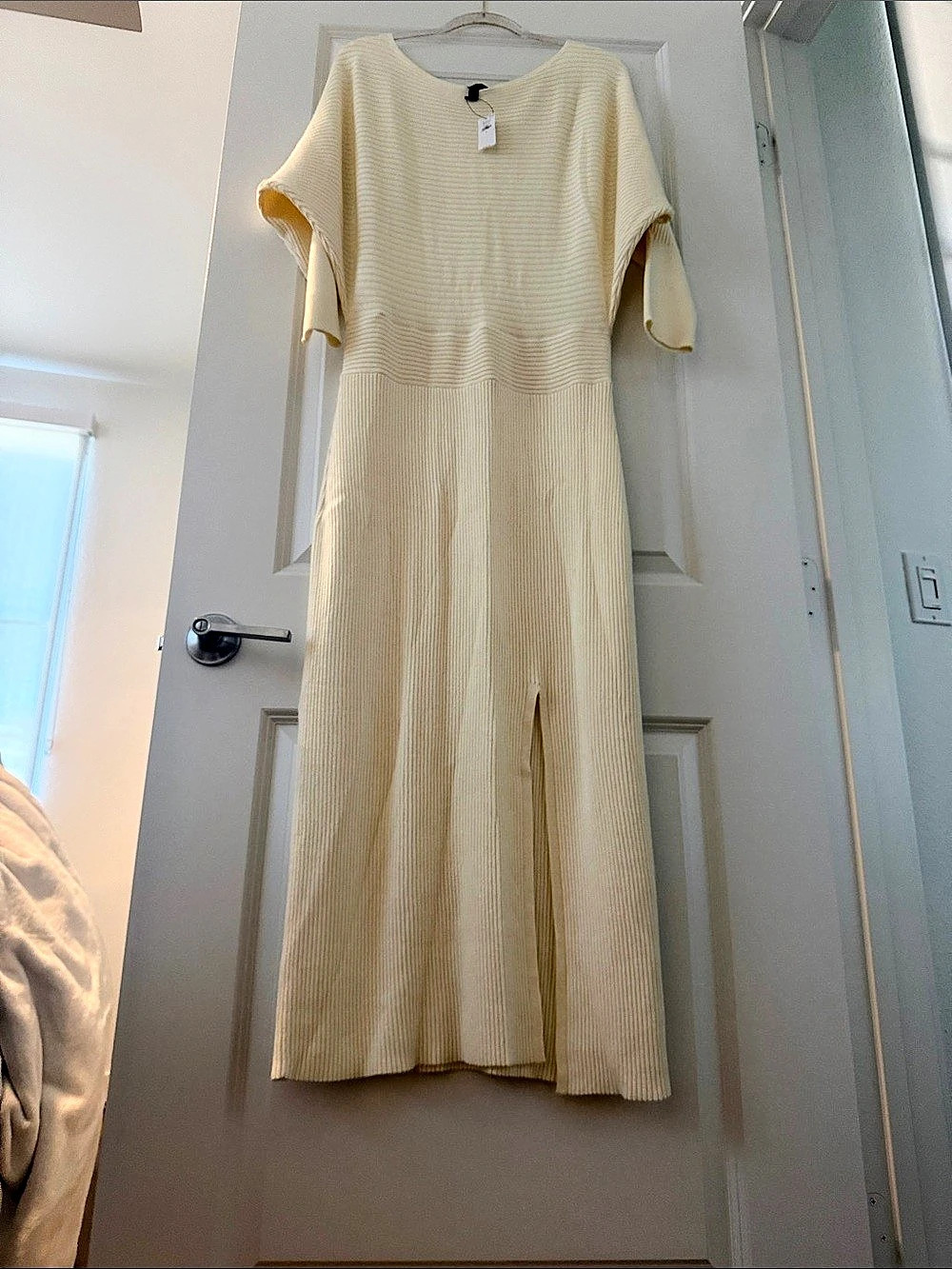 Banana Republic Ribbed Midi Sweater Dress Cream Large